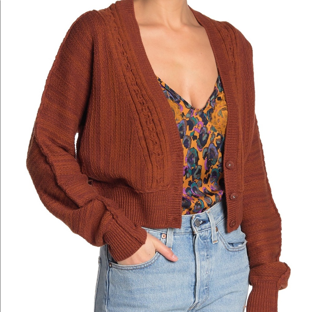 Free people moon river cropped cardigan small